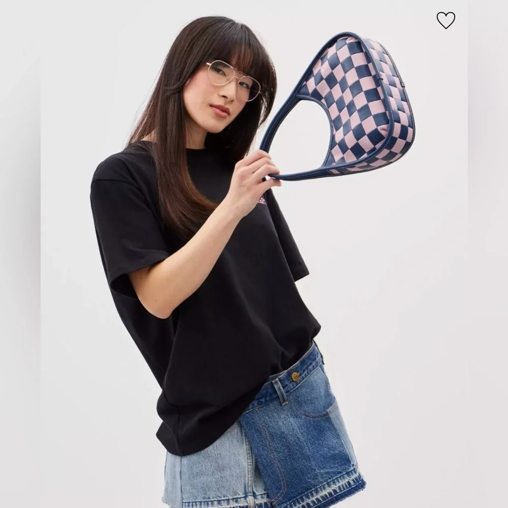 Coachtopia Ergo Handbag In Upcrafted Checkerboard Leather Deep Blue/Ice Purple - Picture 10 of 11